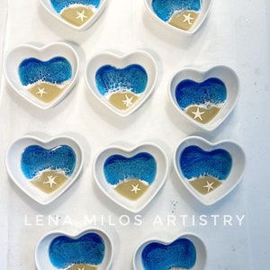 Ocean resin heart shaped jewelry trinket dish