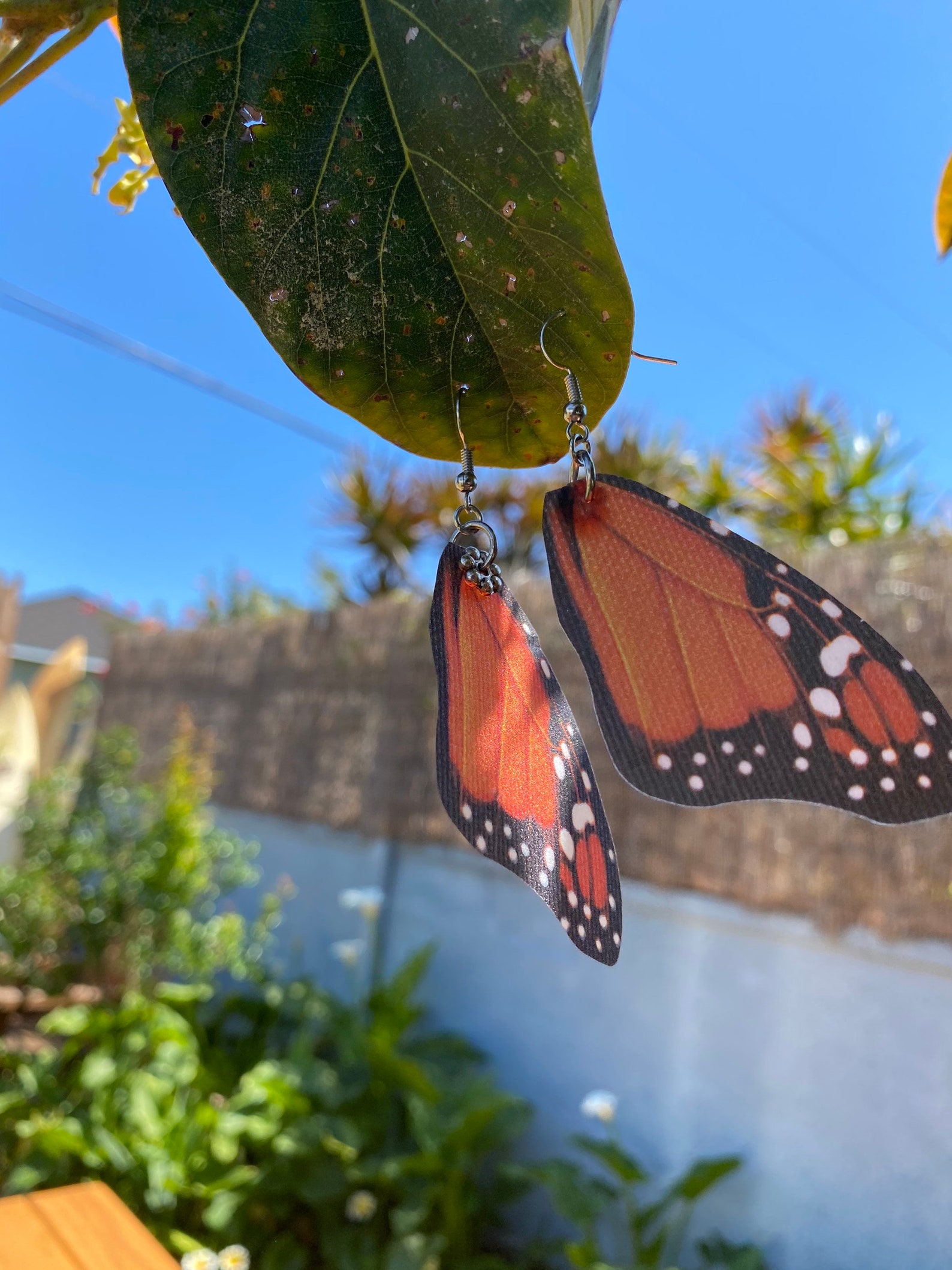 Faux Monarch Butterfly Wing Earrings | Etsy