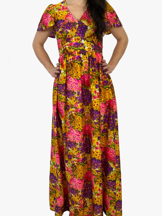 1970s Floral Maxi Dress