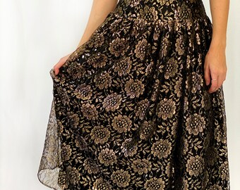 Black and Gold Skirt - Etsy