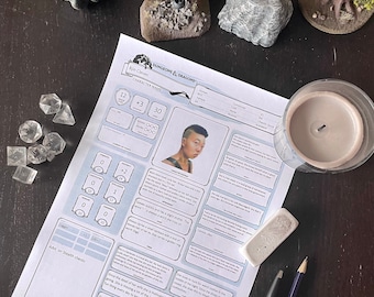 Hoja de personaje de PNJ editable en formato PDF para descargar, incluye más de 30 personajes predefinidos.