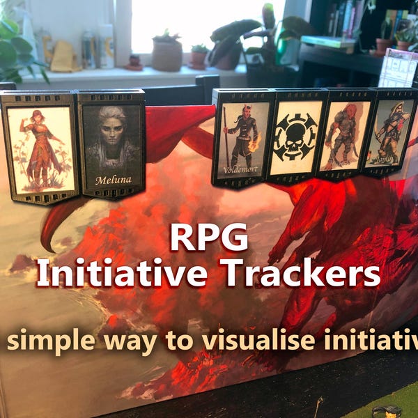 Rastreadores de iniciativa para la pantalla de DM. DND, D&D, mazmorras y dragones, juegos de rol.