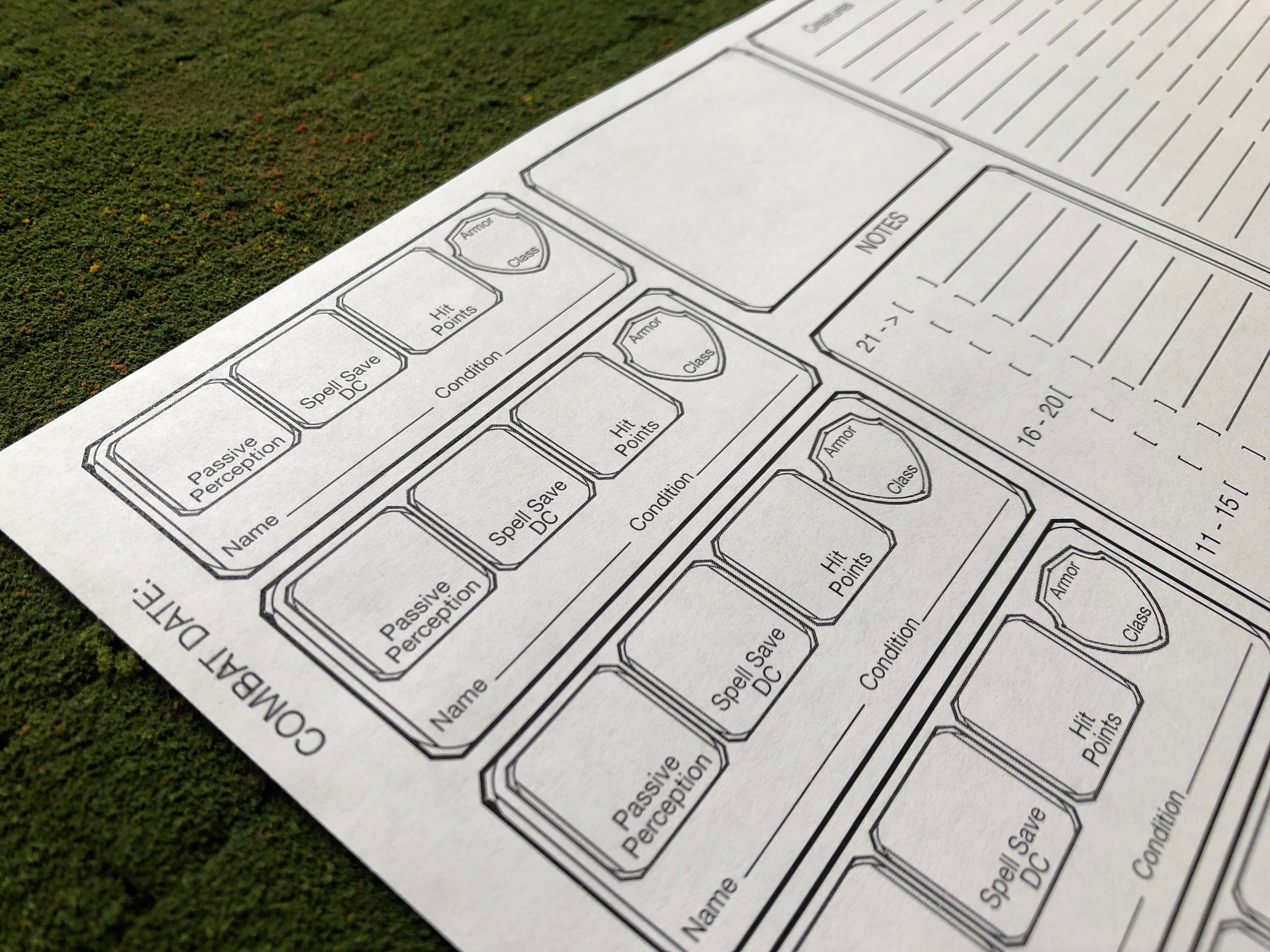 RPG D&amp;D combat tracker Fillable Pdf download. | Etsy