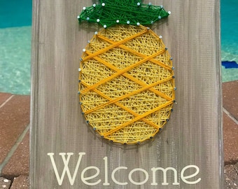 Welcome with Pineapple String Art, Summer String Art, Welcome Sign, Pineapple String Art, New Home Decor, Retirement Gift, Housewarming Gift