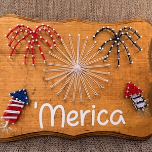 Merica July 4 String Art, Fireworks Decor, Patriotic Decor, USA Decor, Independence  Day String Art, Fireworks String Art, Holiday Decor,