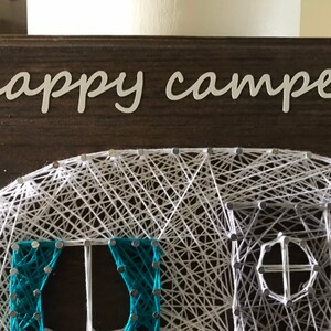 Happy Campers Sign, Vintage Camper Decor, Blue Vintage Retro RV Camper Decor, Wood Sign, String Art, RV Signs, Rv Decor, Retirement Decor image 5