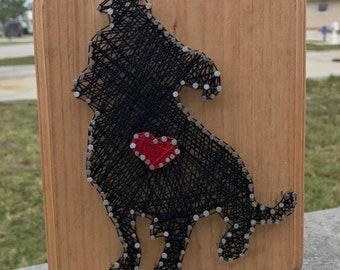 Puppy Love with Heart String Art Wood Plaque Wall Hanging