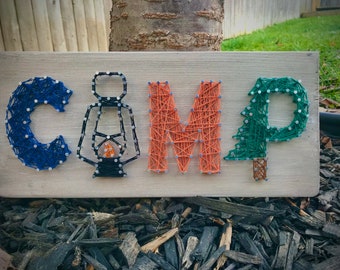 CAMP Wood String Art with Lantern and Pine Tree, Camping Sign, Camping String Art, Wood Sign, String Art, Camping, Lantern Sign