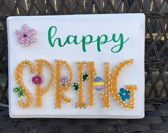 Happy Spring String Art, Spring Decor, Hello Spring String Art, Easter String Art, Easter Decor