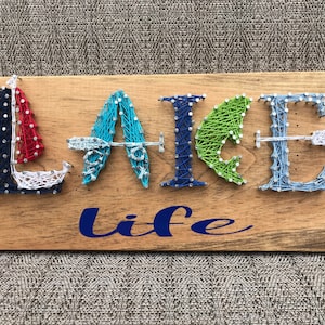 LAKE LIFE String Art, Lake Decor, Lake Sign, Fish String Art, Unique Gift, Retirement Gift, Fishing Decor, Fishing String Art