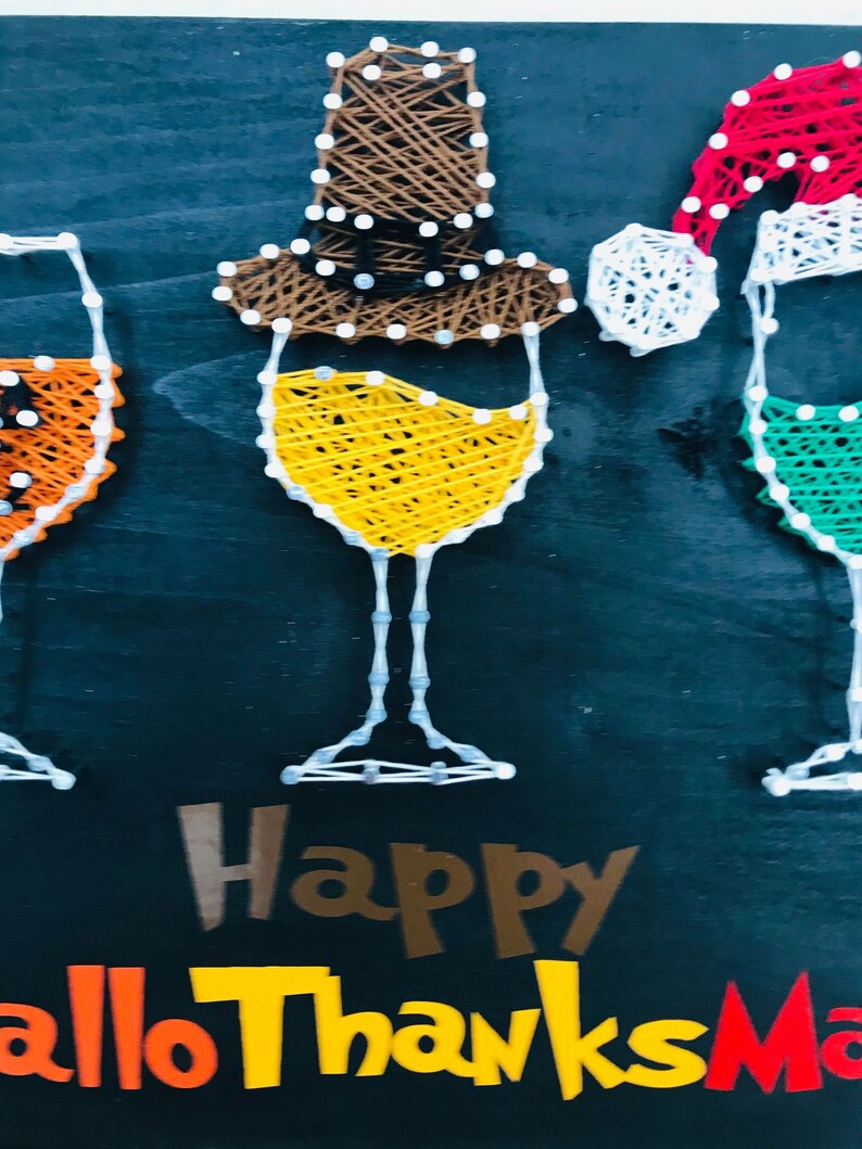 Happy Hallo-Thanks-Mas Decor Halloween Wine Decor Pilgrim | Etsy