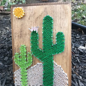 MADE TO ORDER Cactus  String Art Wood Plaque Home Decor Sign