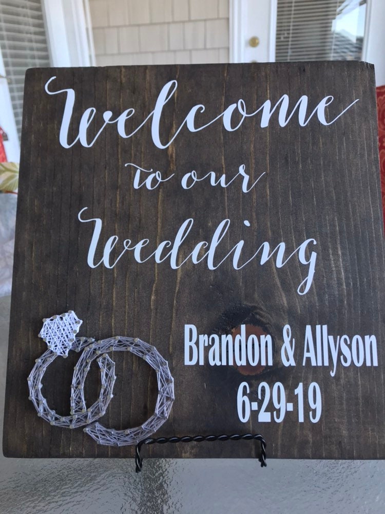 Customized Wedding Welcome Sign String Art, Wedding Rings Sign, Wedding Decor, Wedding Reception SIgn, Personalized Wedding Sign