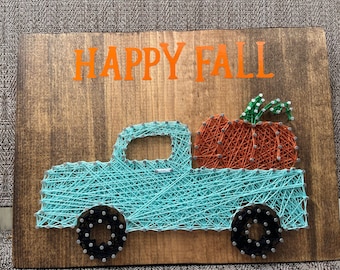 ¡Nuevo diseño para 2022! Arte con cuerdas de calabaza y camión campestre de otoño, arte con cuerdas de Halloween, arte con cuerdas de otoño, decoración de camiones campestres, decoración de otoño