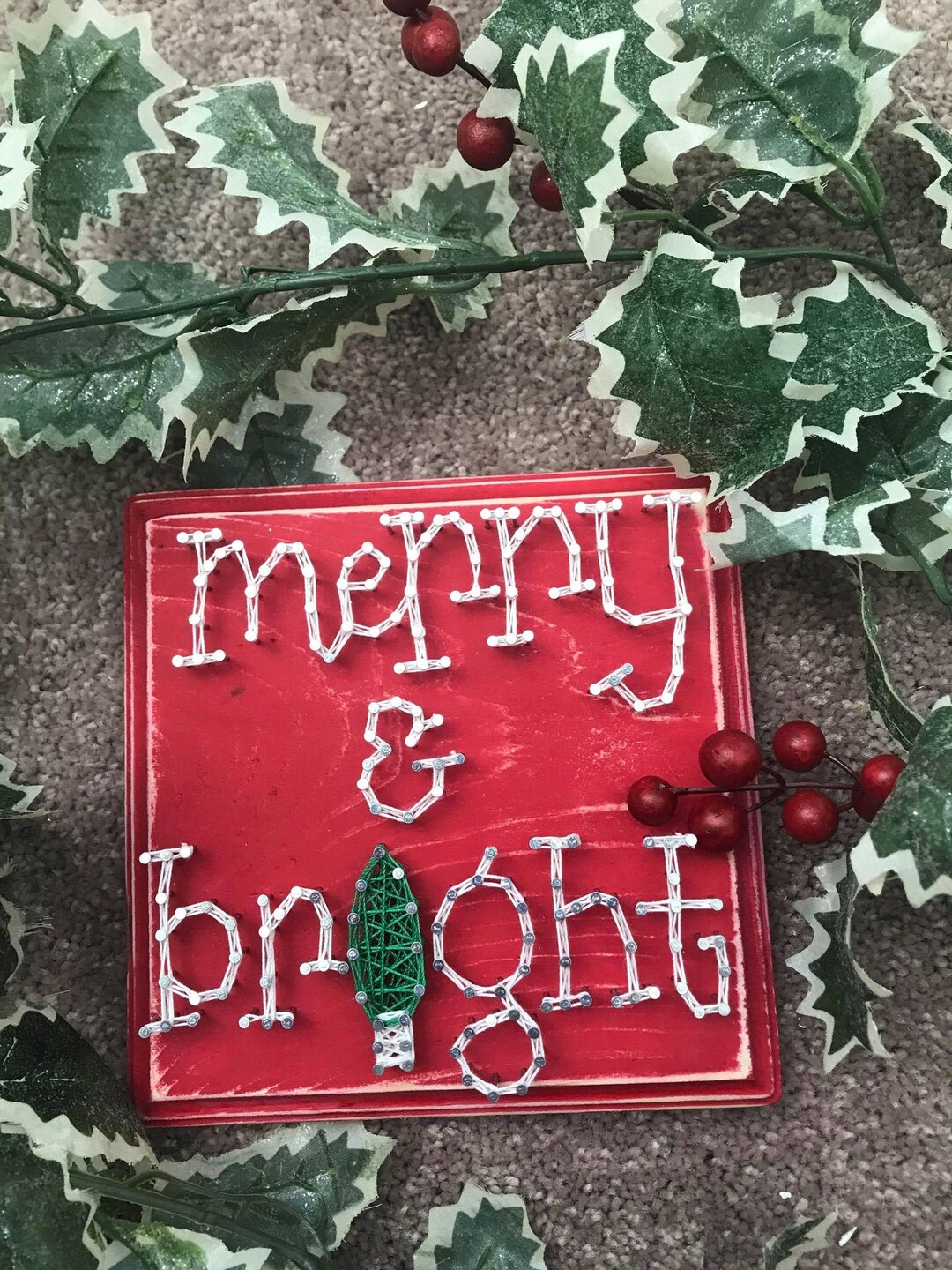 Merry & Bright Christmas String Art, Holiday String Art, Holiday Decor