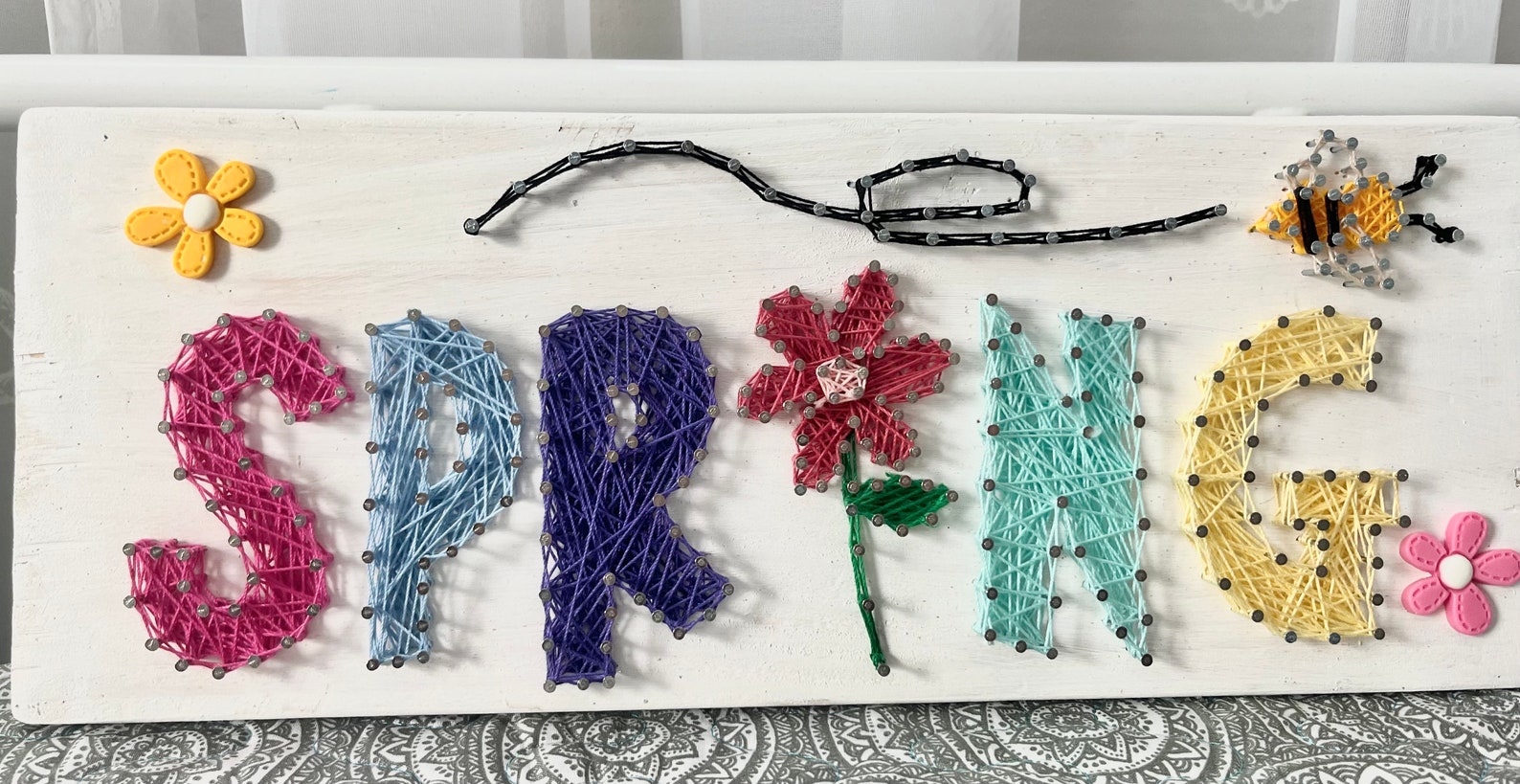 Double Sided Spring/winter String Art Wood Plaque, Winter Decor, Spring ...