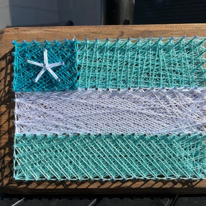 NEW DESIGN FOR 2023 Beach Flag with Starfish, Beach String Art, Flag String Art,Summer String Art, Unique Gift, Starfish Decor, Beach Decor image 5