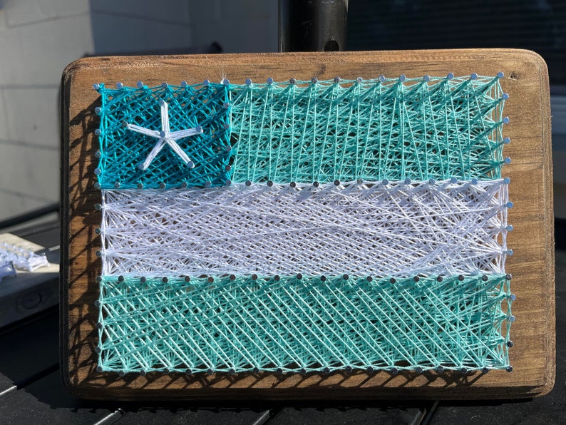 NEW DESIGN FOR 2023 Beach Flag with Starfish, Beach String Art, Flag String Art,Summer String Art, Unique Gift, Starfish Decor, Beach Decor image 5