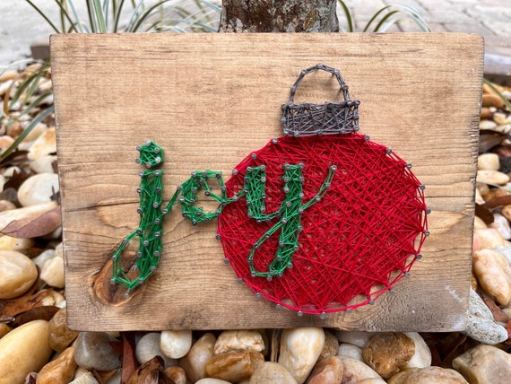 Joy Christmas Ornament String Art, Holiday String Art, Christmas Decor,  Jingle Bell String Art, Joy String Art, Ornament String Art 