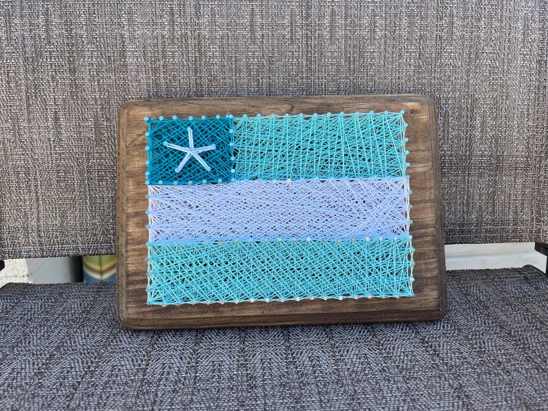 NEW DESIGN FOR 2023 Beach Flag with Starfish, Beach String Art, Flag String Art,Summer String Art, Unique Gift, Starfish Decor, Beach Decor image 2