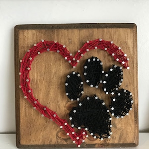 Choice of Heart & Dog Paw String Art Wood Plaque
