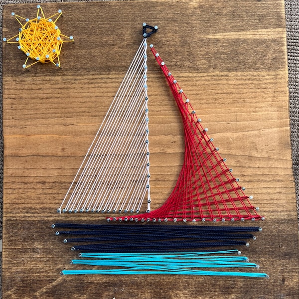 Sailboat with Sun String Art, sailing decor, retirement gift, sailing String Art, nautical, string, art, nautical decor, Christmas gift