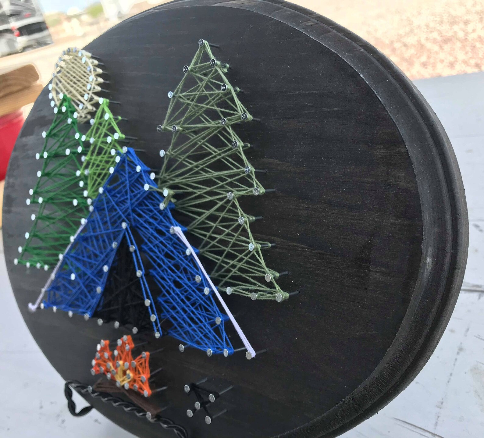 Tent Camping String Art Wood Plaque Happy Camping Decor Tent Etsy