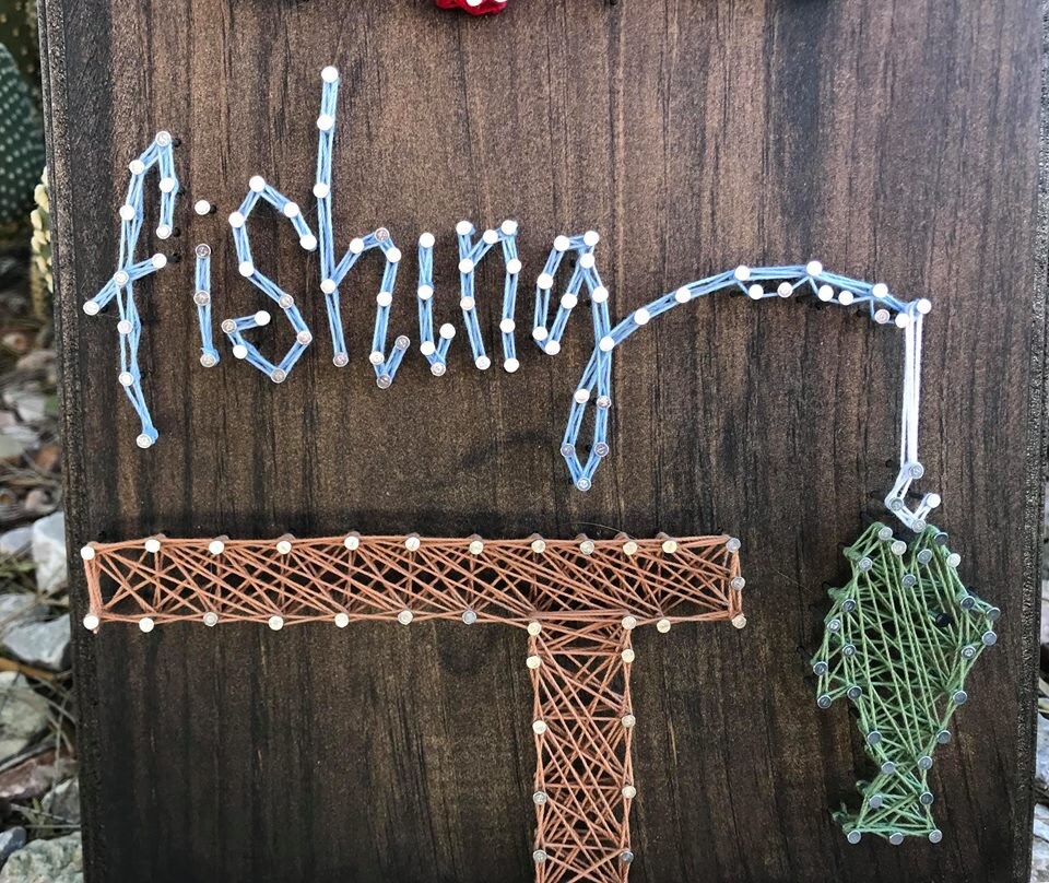 Gone Fishing Wood Plaque String Art Fishing String Art Etsy