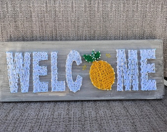 Arte con cuerdas de bienvenida con limón, letrero de bienvenida, decoración con limón, letrero con limón, letrero personalizable, idea de regalo única, regalo de inauguración de la casa, arte con cuerdas de verano