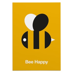 Bee Happy Motivational Postcard - Motivational Cards - Encouragement cards - Encouragement Gift - Digital Download - Minimalist Postcard
