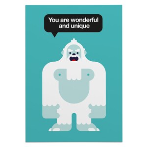 The Yeti of Positivity Motivational Postcard - Motivational Cards - Encouragement Cards - Encouragment Gift - Love Card - Digital Download
