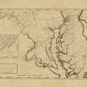 May include: An antique map of the State of Maryland, from the best Authorities, by Samuel Lewis. The map shows the state's rivers, towns, and counties. It also includes a smaller inset map of the Potomac River and Fort Cumberland.