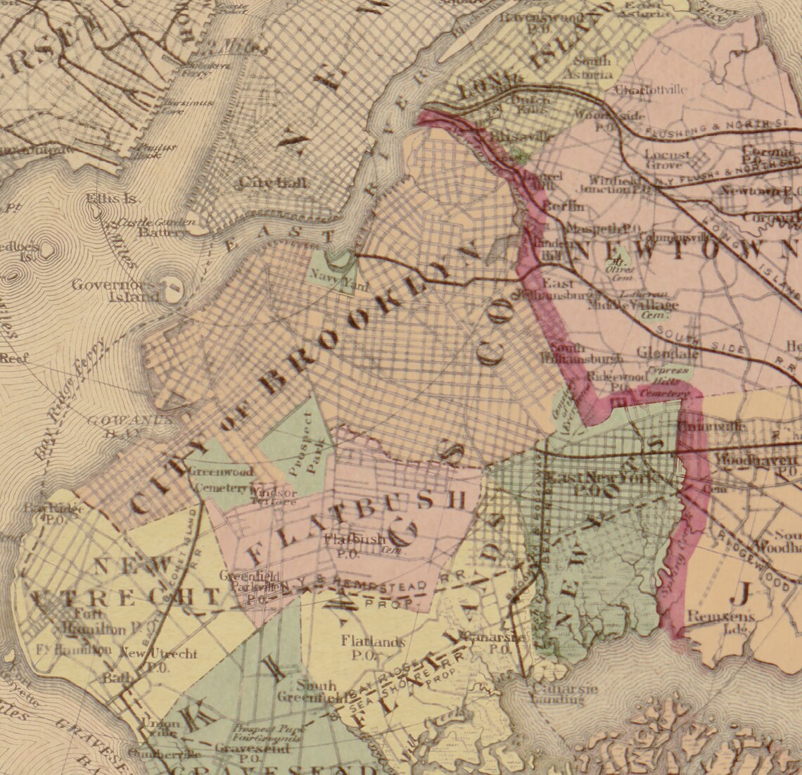 Long Island, New York Vintage Map 1873 Etsy