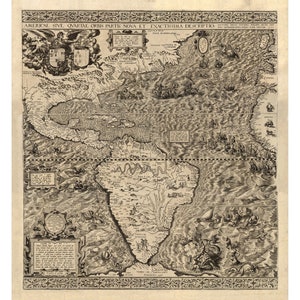 Amerika 1562 Vintage Landkarte