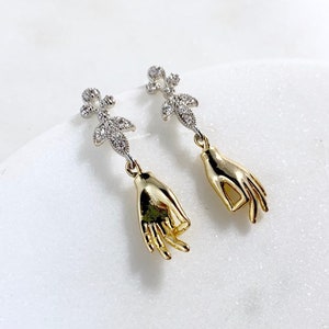 OK Hand Art Nouveau Earrings | Gold and Silver | Mixed Metal | OK Hand Earrings