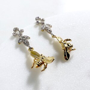 Bee Art Nouveau Earrings | Gold and Silver | Mixed Metal | Bee Earrings | Art Nouveau Earrings