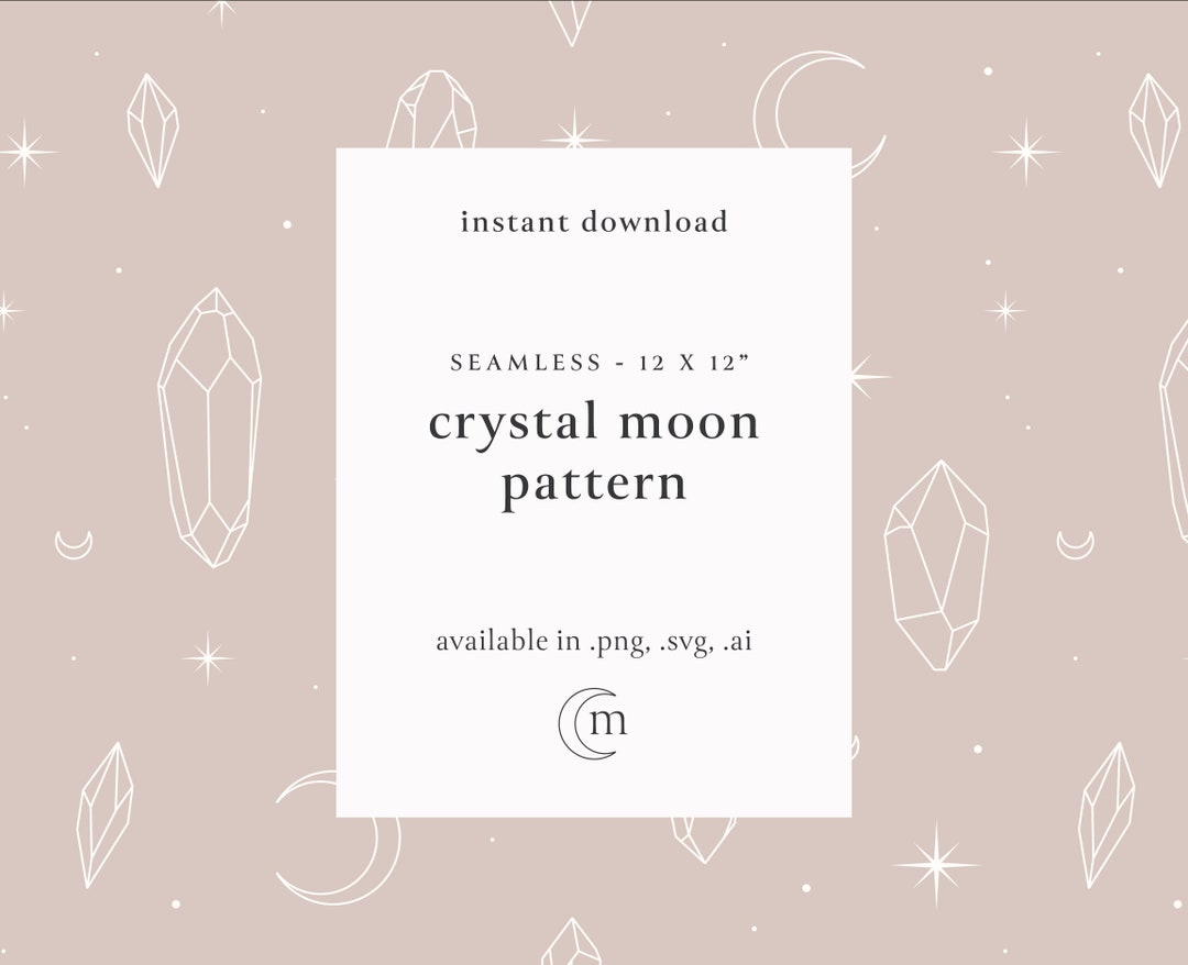Seamless Celestial Lunar Crystal Digital Pattern, Stars & Sparkles .PNG