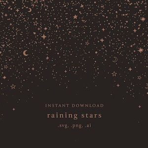 Celestial Divider Border SVG, Raining Stars and Sparkles voor Cricut, Wedding Invitation Graphic SVG,