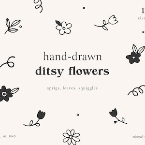 Handgetekende Ditsy Flower Clip Art, Floral and Botanical Cricut. SVG, Boho Graphic Elements, Flower Cut SVG,