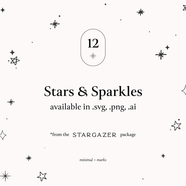 Stars and Sparkles .SVG Vector files for Cricut, Galaxy Silhouette, Celestial Mystical Clip art,