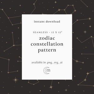 Naadloze hemelse digitale patroon, sterren & Sparkles Zodiac sterrenbeeld. PNG textiel Wicca, herhaalbare digitale scrapbook papier