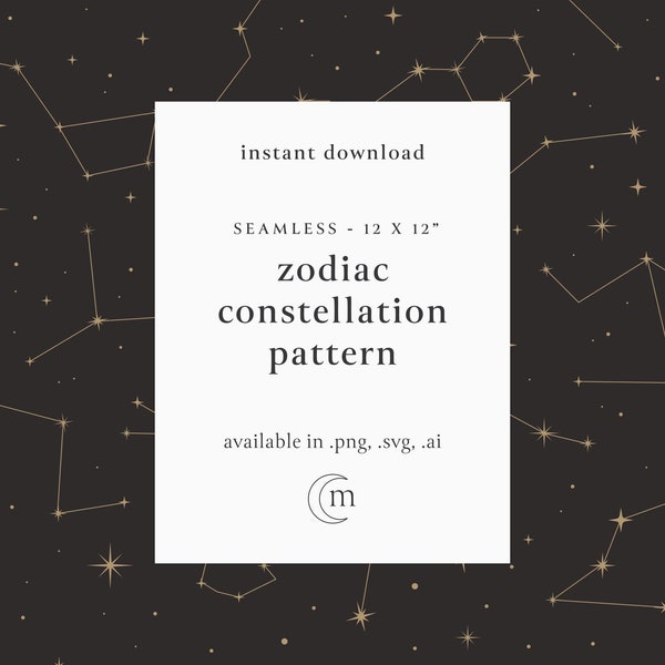 Seamless Celestial Digital Pattern, Stars & Sparkles Zodiac Constellation .PNG Textile Wicca, Repeatable Digital Scrapbook Paper