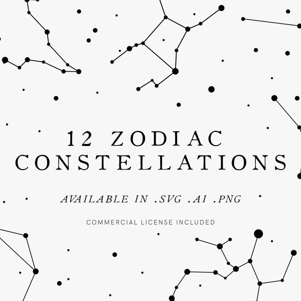 Zodiac Constellation Astrology  Celestial Clip Art, Vector, SVG, Cricut, Commercial License Included,