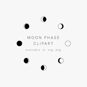 Moon crescent icons. Different shapes of moon. Vector illustration