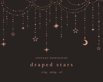 Stars and Sparkles Circle Frame SVG, Celestial Frame, Galaxy SVG, Silhouette Stars for Cricut, Mystical Frame,