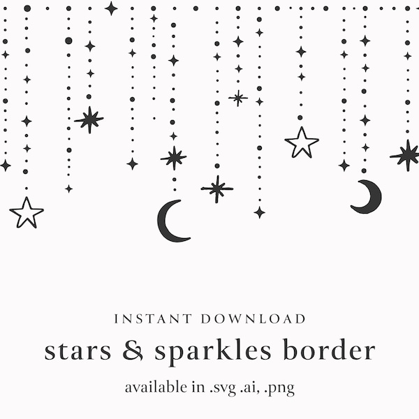 Stars & Sparkles Frame Wreath SVG, Divider Border Paragraph Cricut Vector File, Galaxy SVG, Silhouette Stars, Mystical Frame