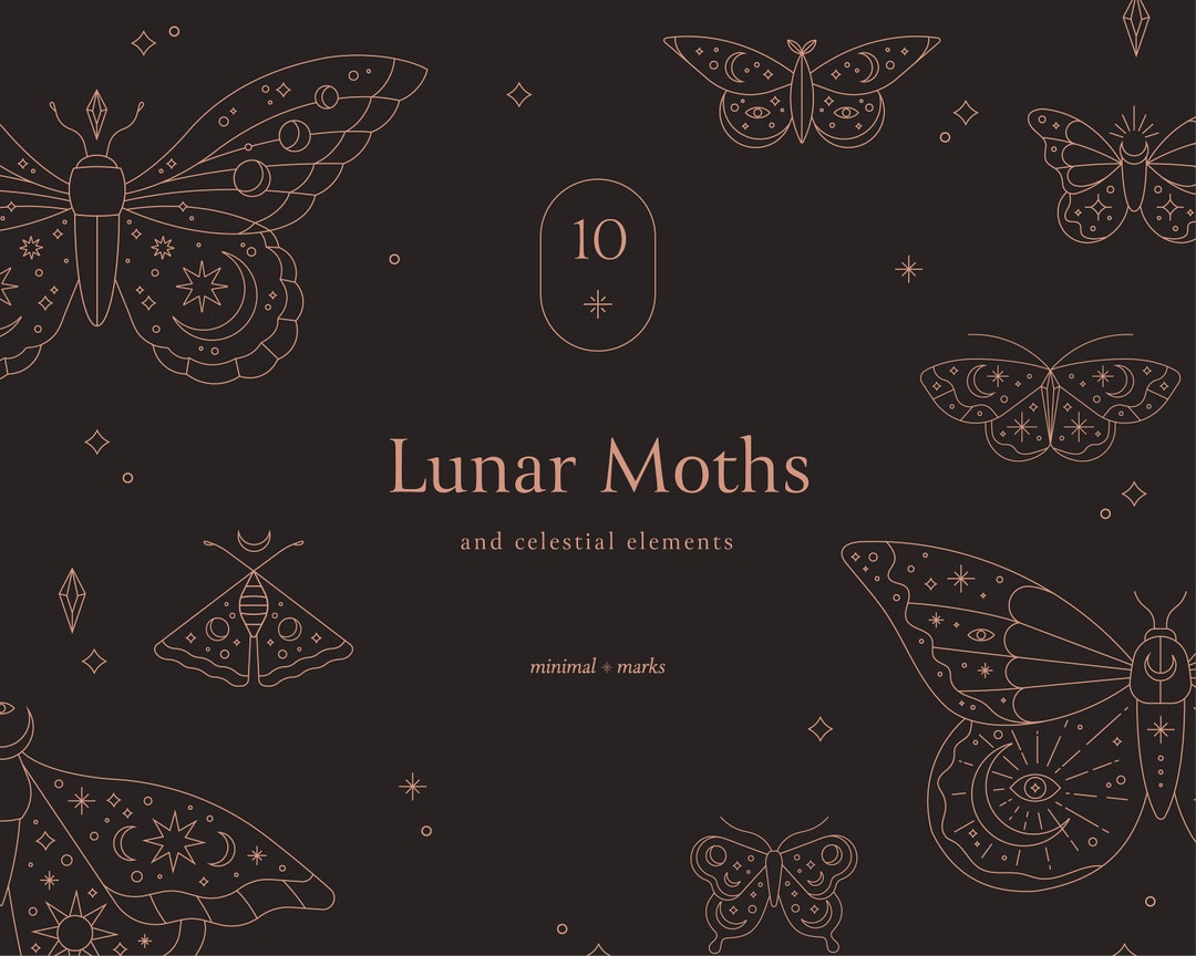Celestial Moth Clip Art SVG, Mystical Butterfly Vector Icons for Cricut ...