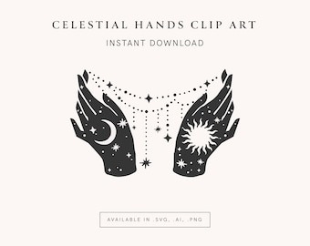 Celestial Vector Icons Digital Download, Cricut Illustrator Clip Art, Instant Download, Sun and Moon Lunar Zodiac Witch Crystal Clip Art,