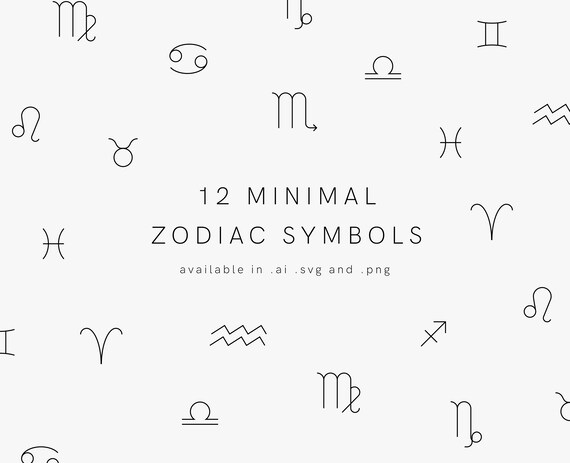 Zodiac Sign Vector Set Astrology Clipart Pattern Digital Paper | Etsy
