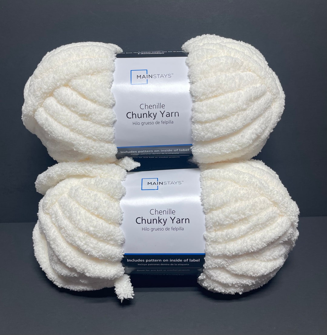 Mainstays Chenille Chunky Yarn Ivory/cream 31.7 Yd Lot of 2 Etsy